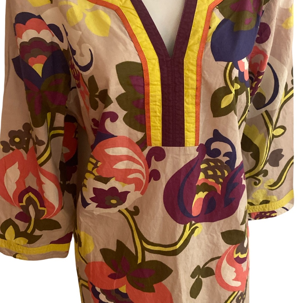 Boden Floral Multicolor Tunic Dress-L marron yellow pink , cotton - Picture 4 of 5